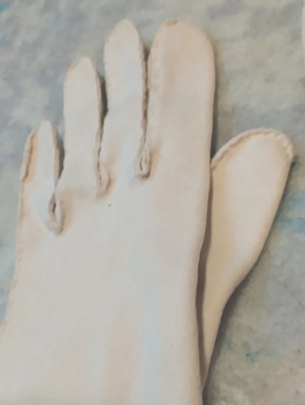 Vintage Women's Long Embroidered Evening Gloves - Cream